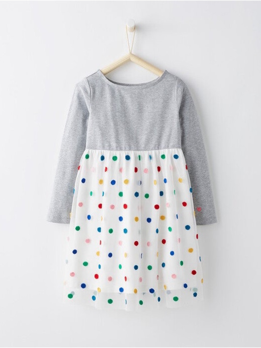 Hanna Andersson Embroidered Tulle Dress in Heather Grey/Hanna White Multi
